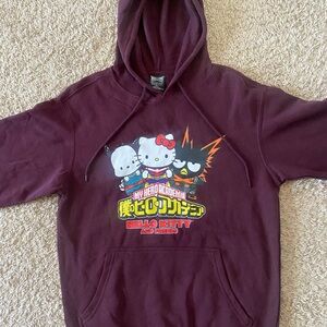 Official My Hero Academia x Hello Kitty Maroon Oversized Hoodie